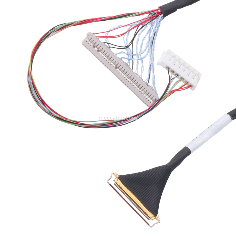 Type de accouplement horizontal connecteur micro-coaxial de câble de lvds d'affichage à cristaux liquides de lancement de Pin Lvds Cable Assembly 0.5mm de la coutume 40