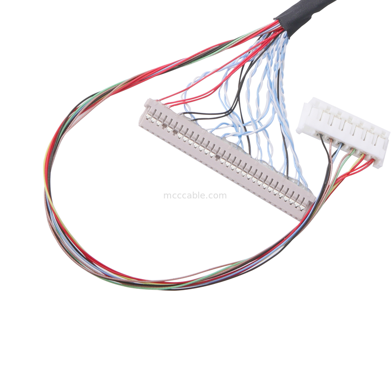 Type de accouplement horizontal connecteur micro-coaxial de câble de lvds d'affichage à cristaux liquides de lancement de Pin Lvds Cable Assembly 0.5mm de la coutume 40