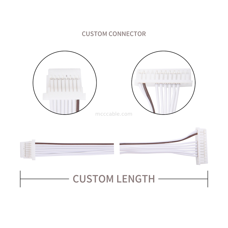 0.80mm 8 harnais JST SHR-08V-S-B de fil de câble équipé de PVC LVDS de PIN