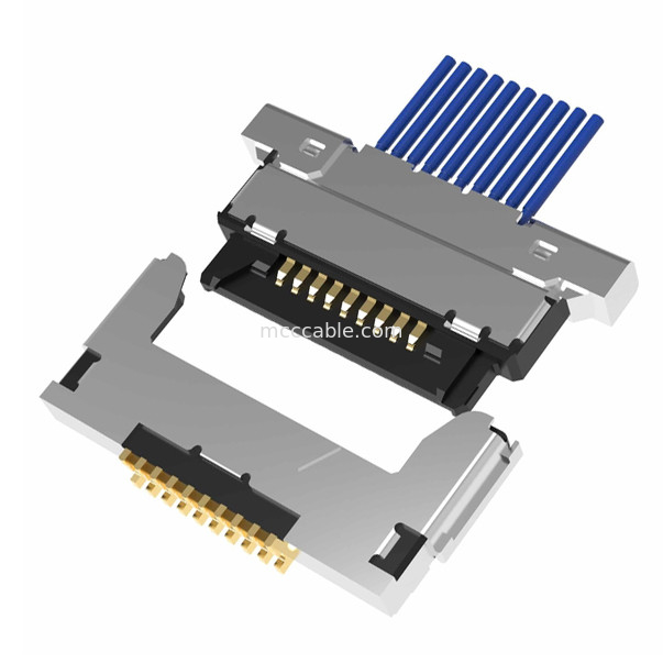 Assemblée micro 20345-010T-32R de câble coaxial de liaison de 10pin Lvds 0,4 millimètres de type de accouplement horizontal connecteur micro-coaxial de lancement
