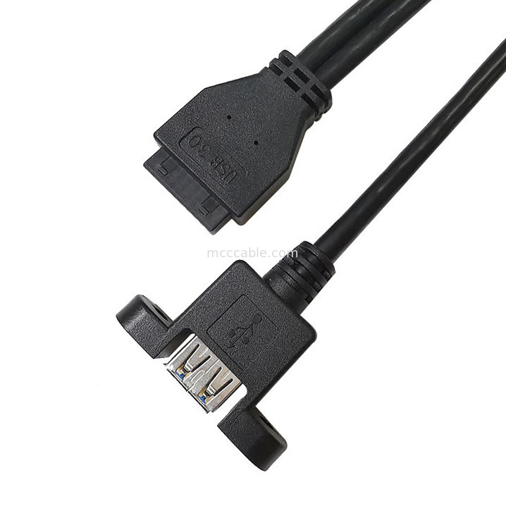 Bâti de panneau d'USB 3,0 un x2 au harnais de 20 Pin Header Motherboard Custom Wire