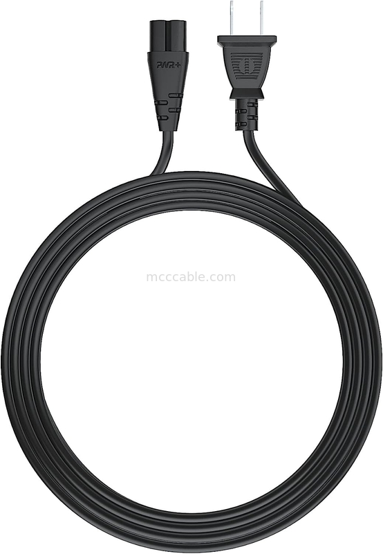 12 pieds de câble électrique 2 Prong Ac Wall Plug 2 fente LED LCD