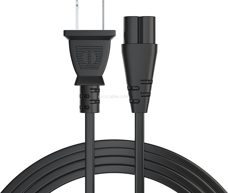 12 pieds de câble électrique 2 Prong Ac Wall Plug 2 fente LED LCD