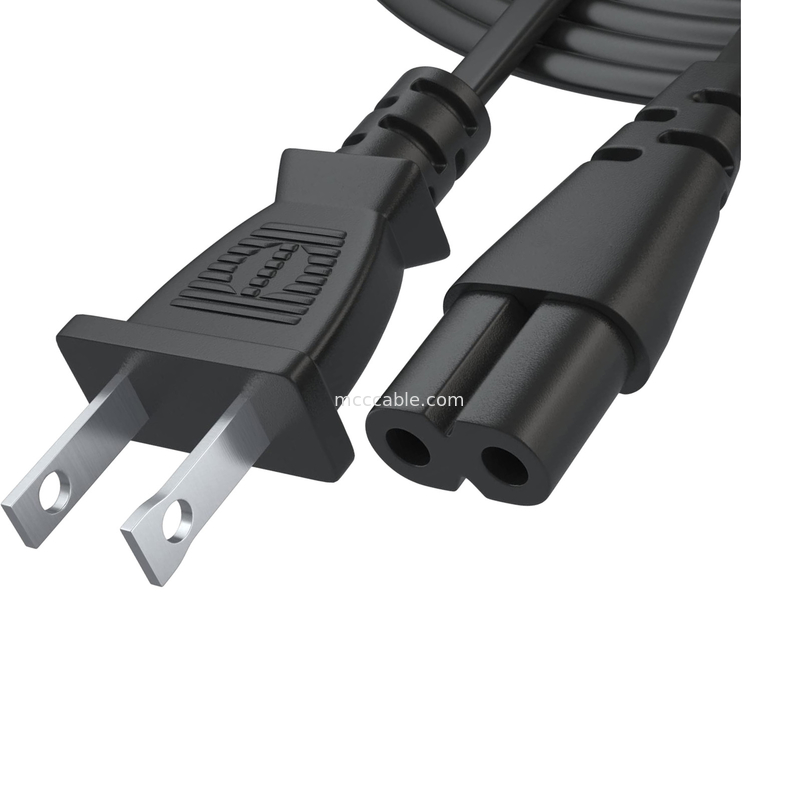 12 pieds de câble électrique 2 Prong Ac Wall Plug 2 fente LED LCD