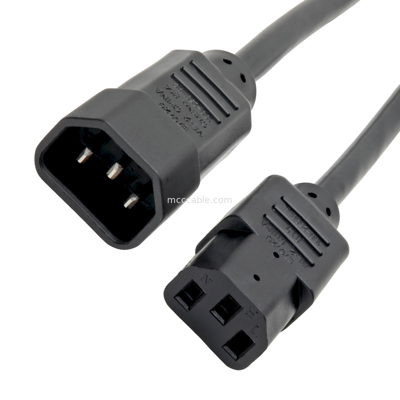 C13 à C14 10a 250v câble d'alimentation 18 Awg C14 Mates avec une sortie de C13