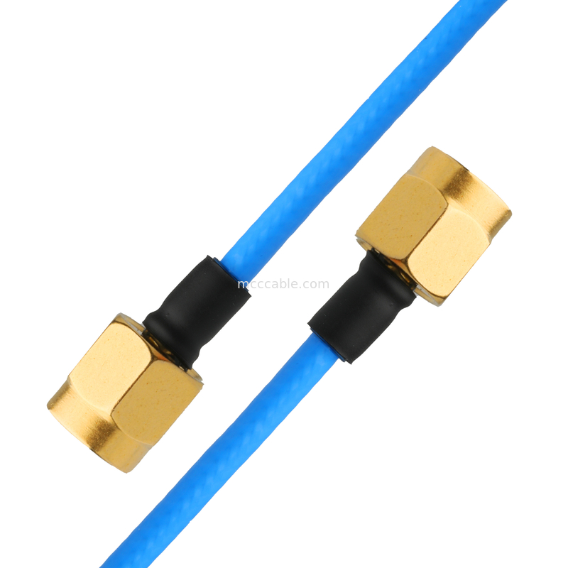 Connecteur RF Assemblages de câbles coaxiaux bas PIM TFT-5G-402 flexible double blindé avec veste FEP bleue
