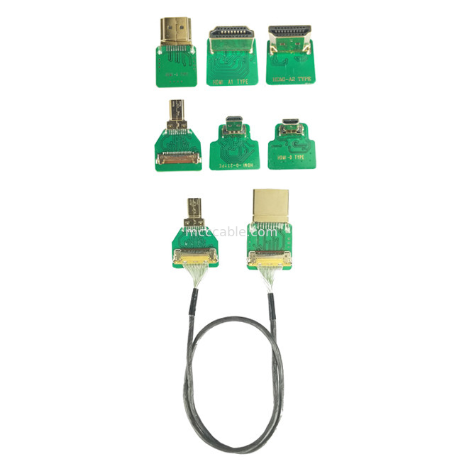 Adaptateur de connecteur 20525-020E-02 pour le type de câble HDMI Adaptateur de câble HDMI Tête droite HDMI-A pas de 0,4 mm