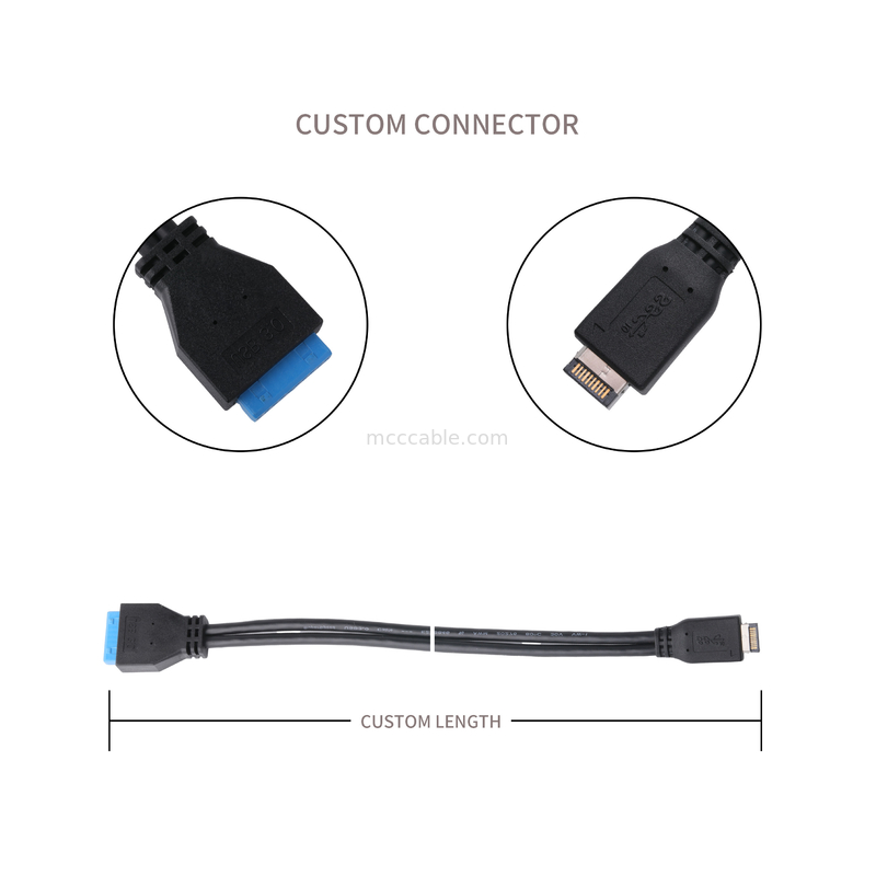 Cable d'alimentation de carte mère d'ordinateur USB 3.1 type E mâle à IDC20P mâle câble d'adaptateur câble d'extension de 20 broches
