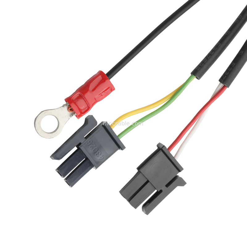 CABLE LVDS HSG 43025-0600 Picth 3.0 mm MX à HSG 43025-0200 et RV1.25-4 connecteur OEM / ODM longueur du câble Personnaliser