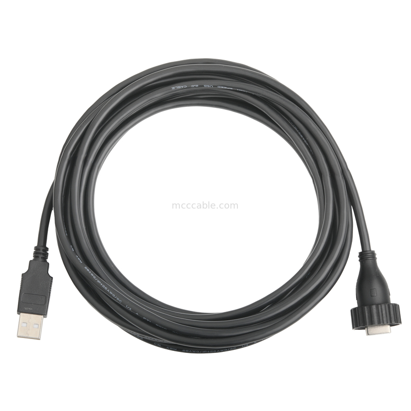 Interface imperméable à l'eau USB2.0 de type A mâle de type M vers USB2.0 câble câble de connexion fixe de données industriel pour véhicule