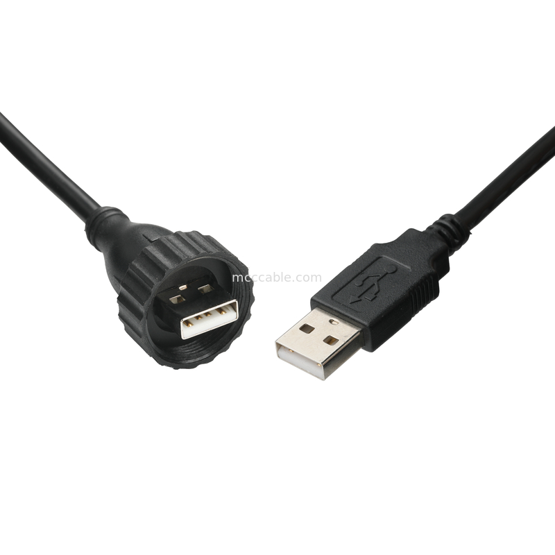 Interface imperméable à l'eau USB2.0 de type A mâle de type M vers USB2.0 câble câble de connexion fixe de données industriel pour véhicule