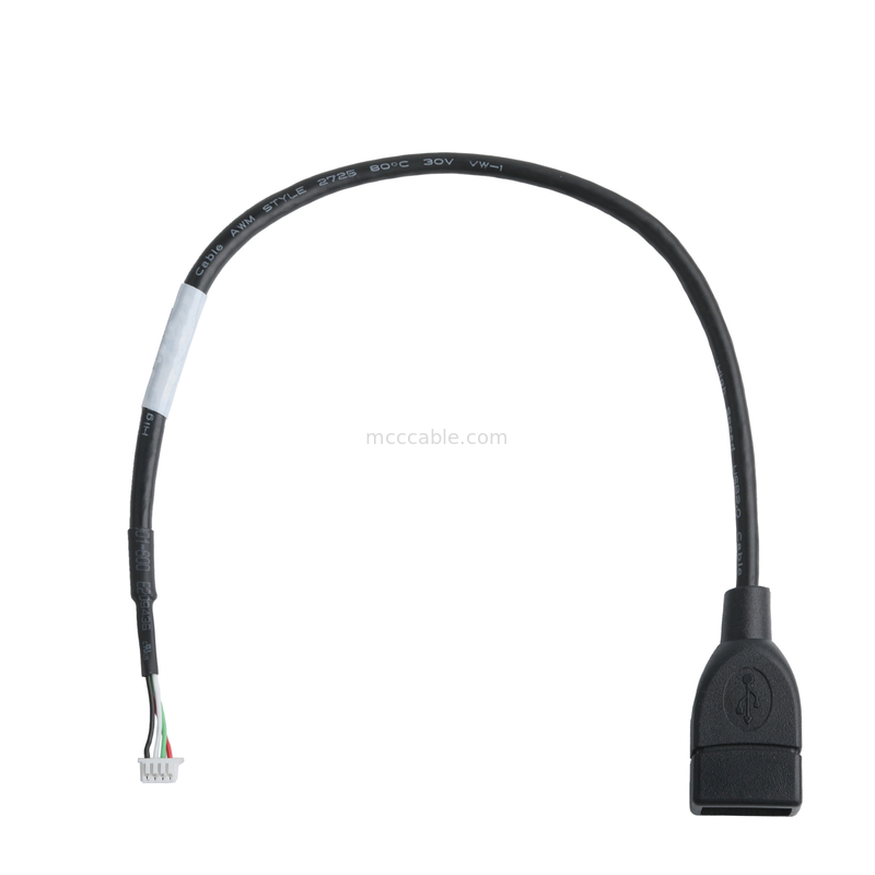 Ensemble de câbles USB pour le réceptacle IC7 USB-A 2.0 à Molex 51021-0400 RM 1.25mm 4Pin Adaptateur d'extension externe