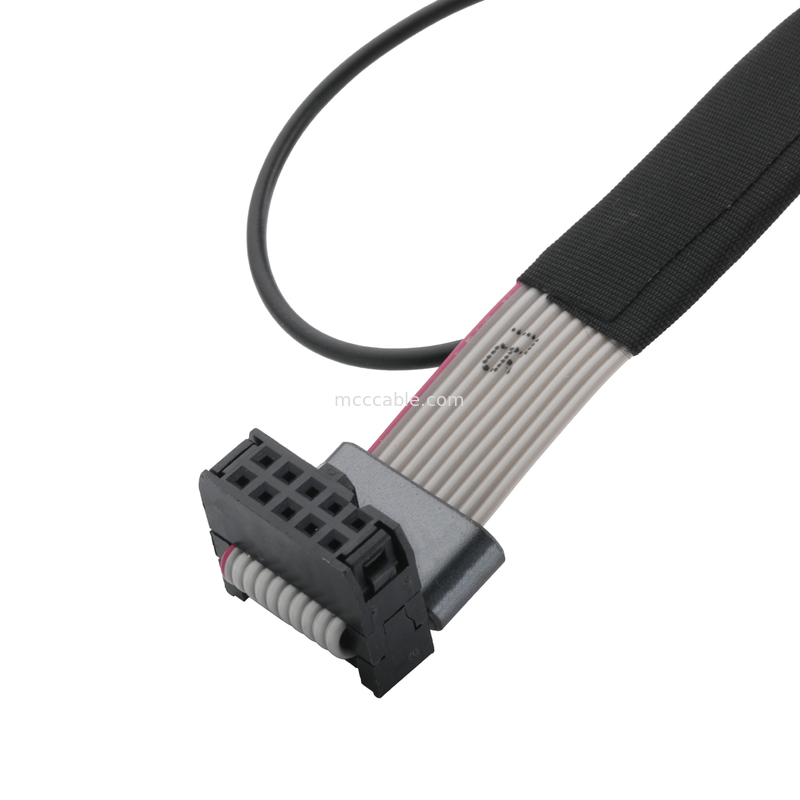 IDC FC-10P et TER M4 hauteur 1,27 mm Connecteur de câble de terre avec fil d'anneau UL2651 28AWG câble OEM / ODM