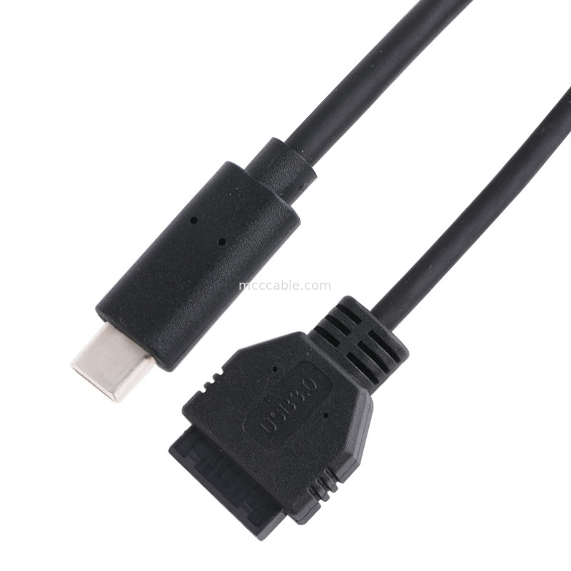 20P USB 3.0 féminin de type C à câble d'adaptateur IDC Résistant interne Fil PVC noir OEM ODM