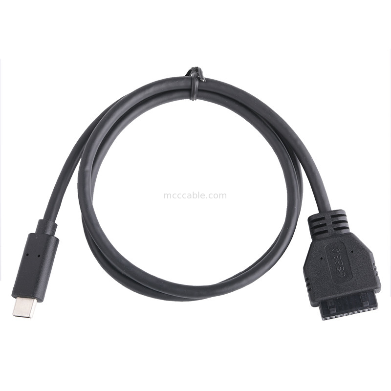 20P USB 3.0 féminin de type C à câble d'adaptateur IDC Résistant interne Fil PVC noir OEM ODM