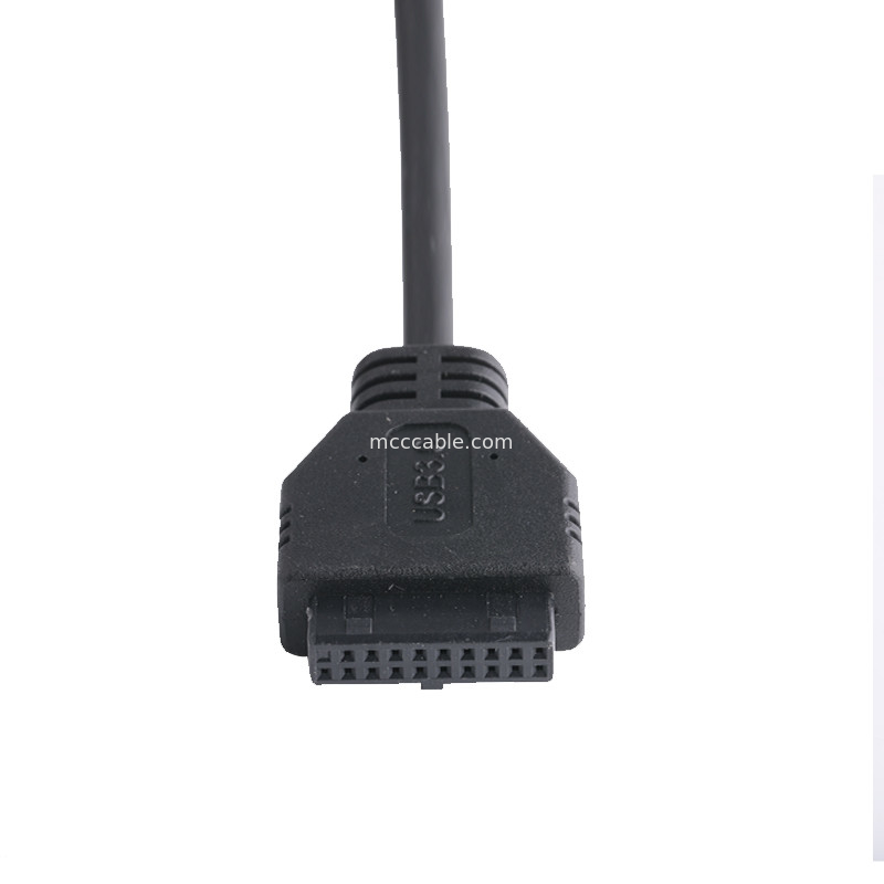 20P USB 3.0 féminin de type C à câble d'adaptateur IDC Résistant interne Fil PVC noir OEM ODM