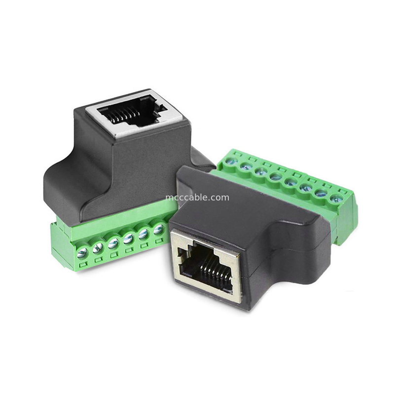 Port série RJ45 vers le connecteur terminal à vis à 8 broches, connecteur terminal à vis à boulons RJ45 8p8c vers 8 broches