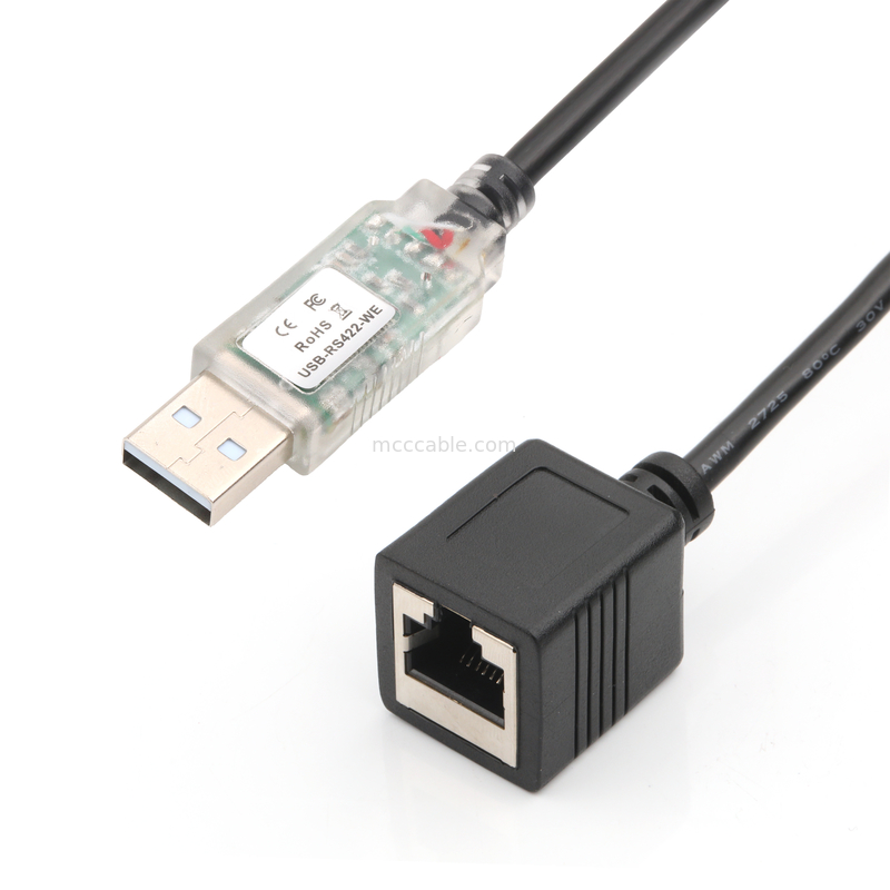 Adaptateurs de câbles personnalisés industriels USB-A RJ422 à port de réseau RS232 câble de débogage d'ingénierie réseau