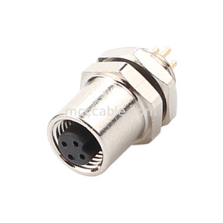 M5 Code-A Connecteur féminin 4Pin Panneau Flange PCB Socket IP67 Interface circulaire de type A