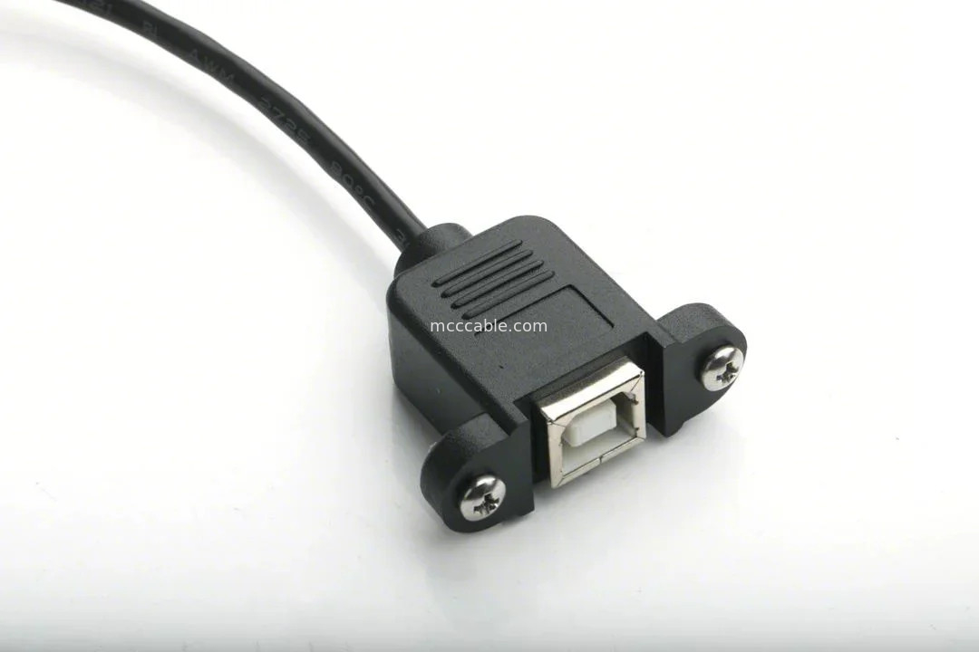 Port USB monté type B adaptateur de montage de panneau féminin vers USB MINI-B mâle à angle supérieur avec moulage