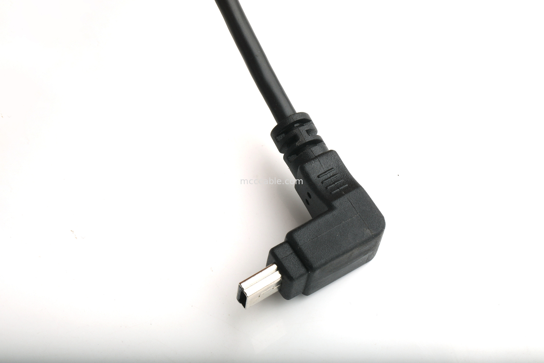 Port USB monté type B adaptateur de montage de panneau féminin vers USB MINI-B mâle à angle supérieur avec moulage