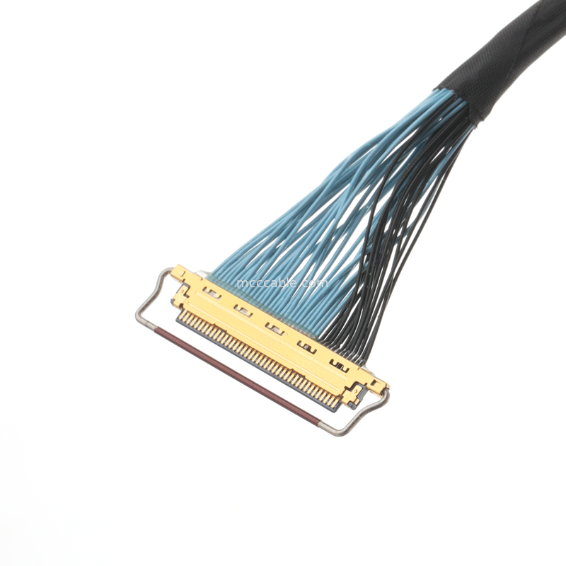 Assemblage de câble micro-coaxial 34/38AWG, double blindage pour la transmission de données à haut débit