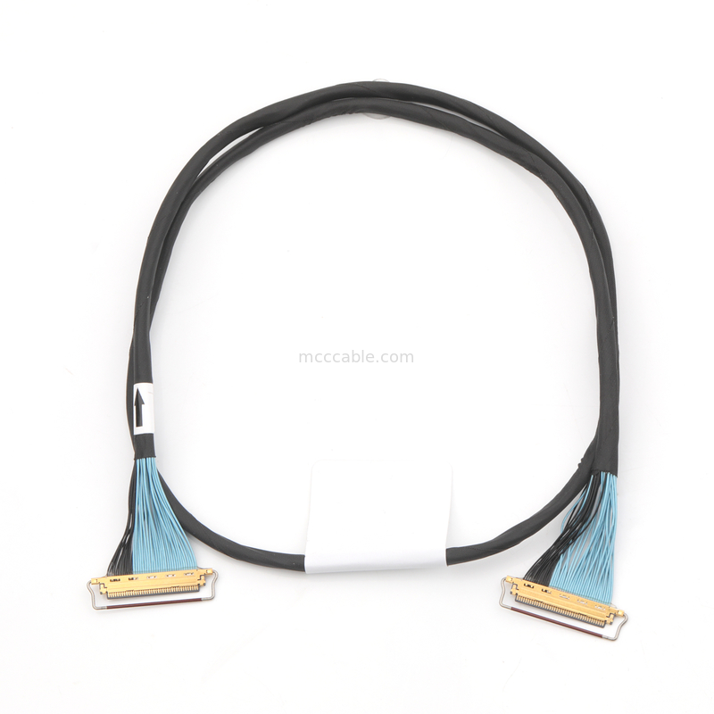 Assemblage de câble micro-coaxial 34/38AWG, double blindage pour la transmission de données à haut débit