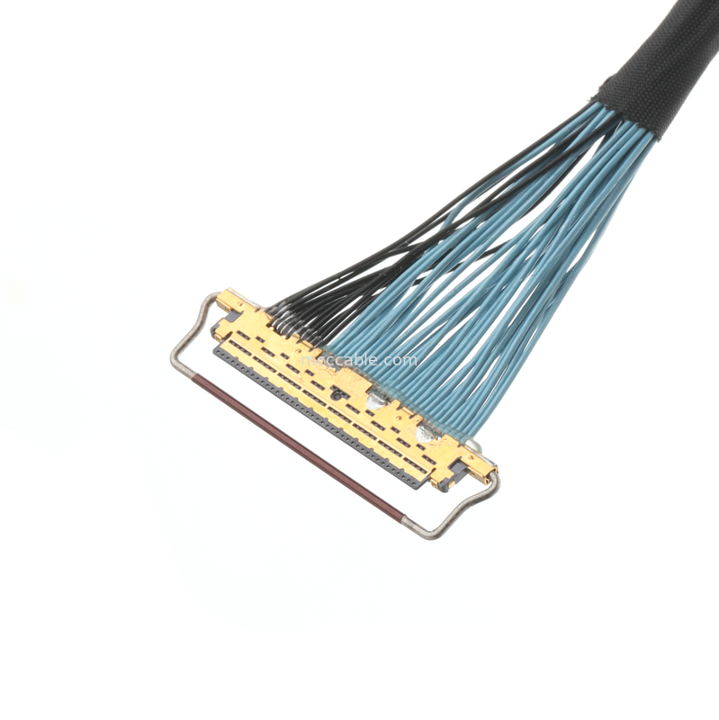Assemblage de câble micro-coaxial 34/38AWG, double blindage pour la transmission de données à haut débit