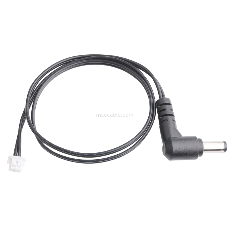 DC Plug 2.1*5.5mm Type de soudure en PVC Apparence de moulage à 90 angles sur le boîtier blanc 2P