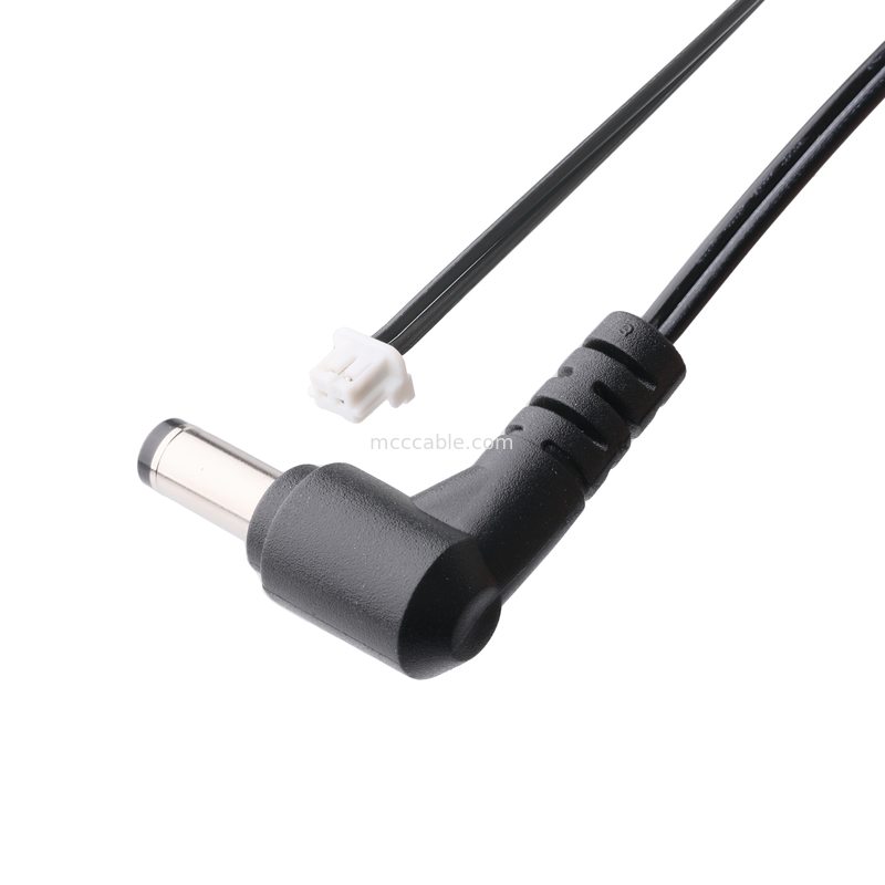 DC Plug 2.1*5.5mm Type de soudure en PVC Apparence de moulage à 90 angles sur le boîtier blanc 2P