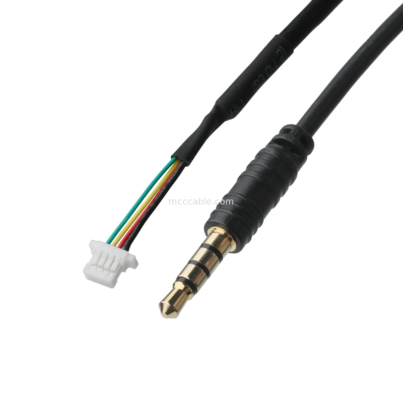 3.5mm 4Pin Heaphone Earphone Plug MALE à JST SHR-04V-S-B Assemblage de connecteur de câble OEM / ODM