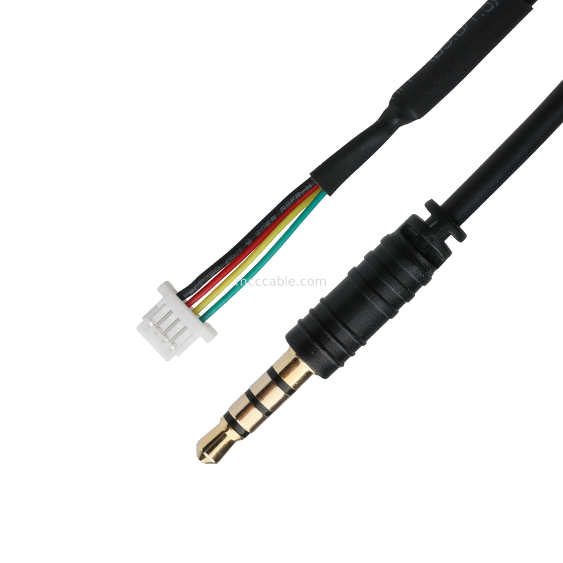 3.5mm 4Pin Heaphone Earphone Plug MALE à JST SHR-04V-S-B Assemblage de connecteur de câble OEM / ODM