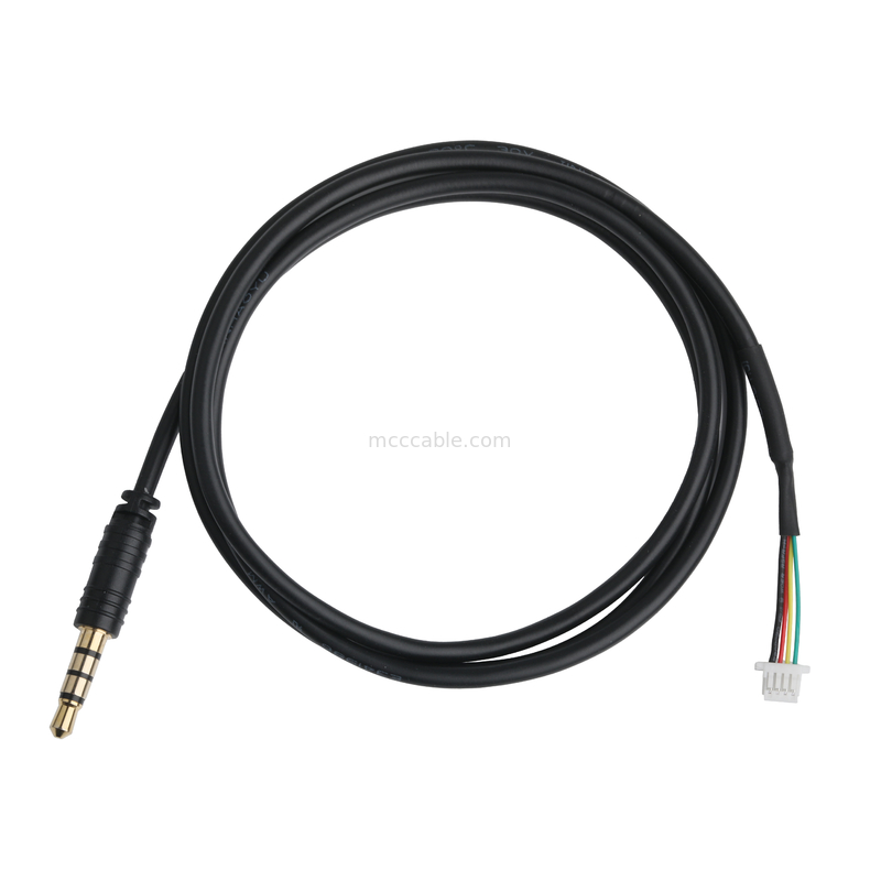 3.5mm 4Pin Heaphone Earphone Plug MALE à JST SHR-04V-S-B Assemblage de connecteur de câble OEM / ODM