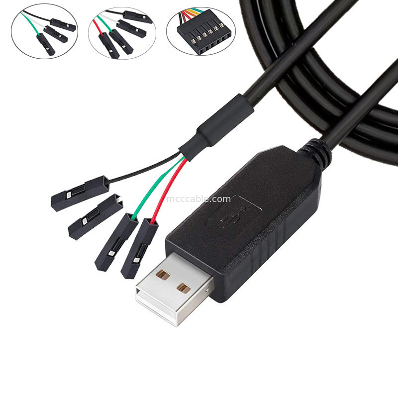 FTDI Chip USB vers 6P TTL-232R-3V3 5V Module de niveau câble de port série Ttl3.3v5v, numéro de broche d'alimentation personnalisable