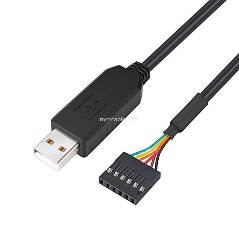FTDI Chip USB vers 6P TTL-232R-3V3 5V Module de niveau câble de port série Ttl3.3v5v, numéro de broche d'alimentation personnalisable
