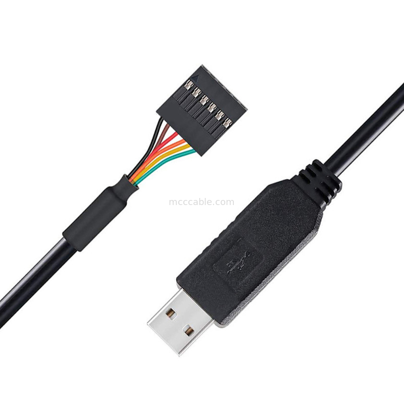 FTDI Chip USB vers 6P TTL-232R-3V3 5V Module de niveau câble de port série Ttl3.3v5v, numéro de broche d'alimentation personnalisable