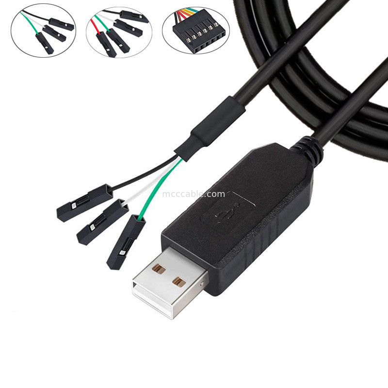 FTDI Chip USB vers 6P TTL-232R-3V3 5V Module de niveau câble de port série Ttl3.3v5v, numéro de broche d'alimentation personnalisable