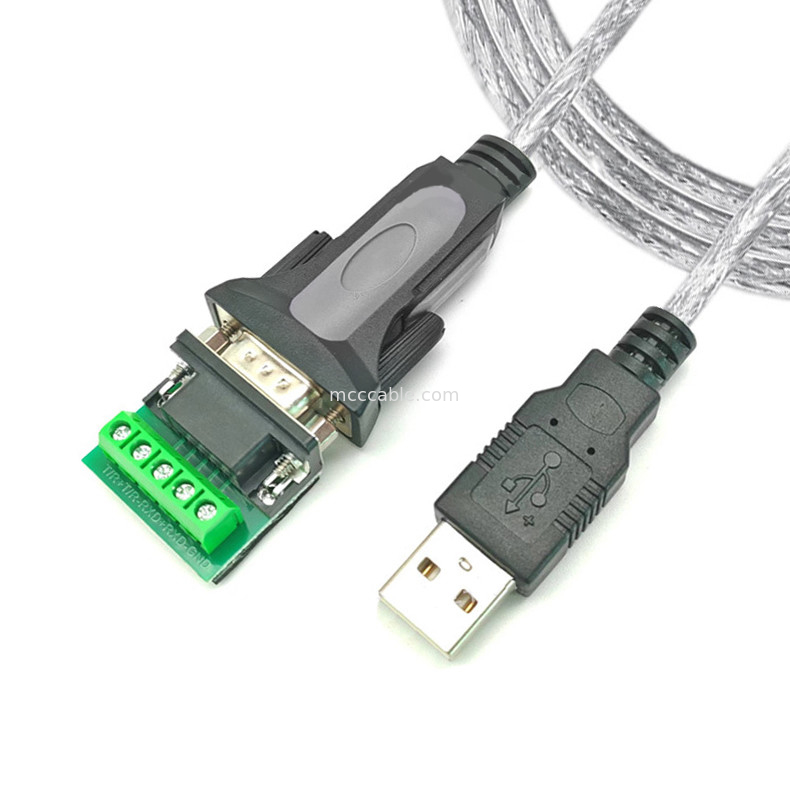 Cable de signal numérique industriel USB-A à RS485 Porte série DB9, prise en charge de la personnalisation d'interfaces différentes