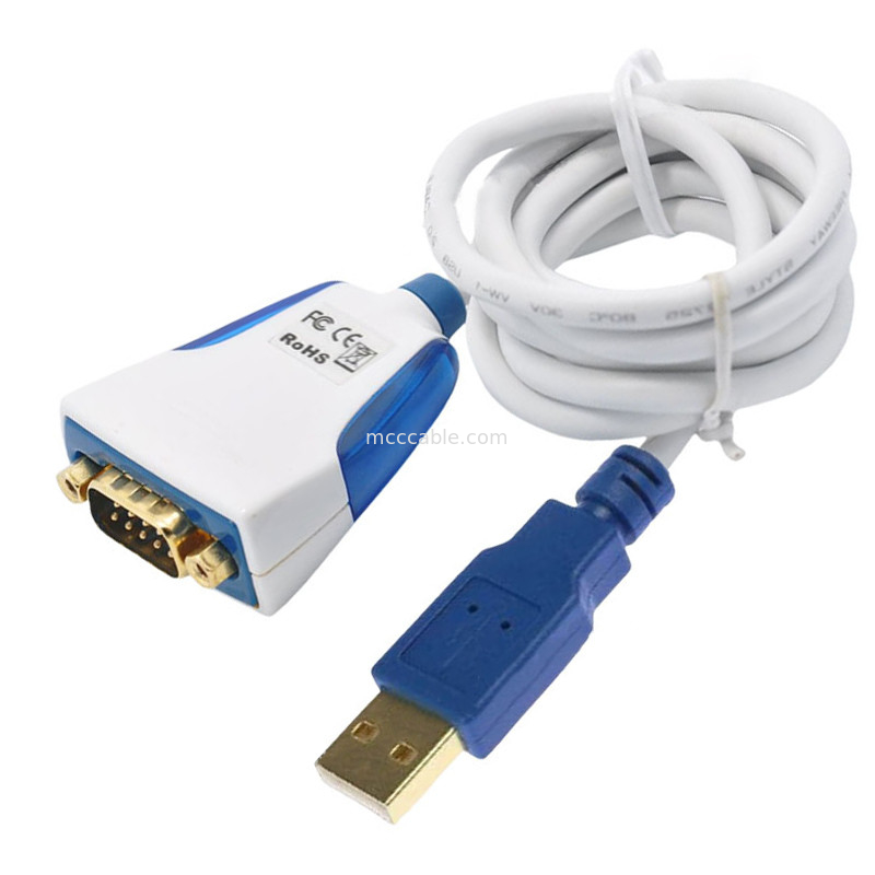 Cable série USB-A à RS232 avec connecteurs électroniques et industriels DB9M intégrés