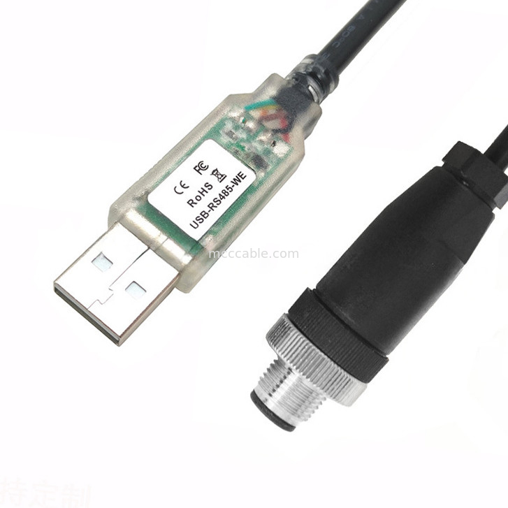 Connecteur étanche USB-A à RS485-M12 M8 pour machines-outils CNC
