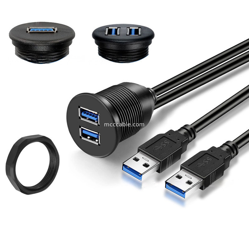 Harnais personnalisé USB3.0 calbe câble de tableau de bord de voiture tête ronde USB3.0 câble d'extension mâle à femelle câble étanche