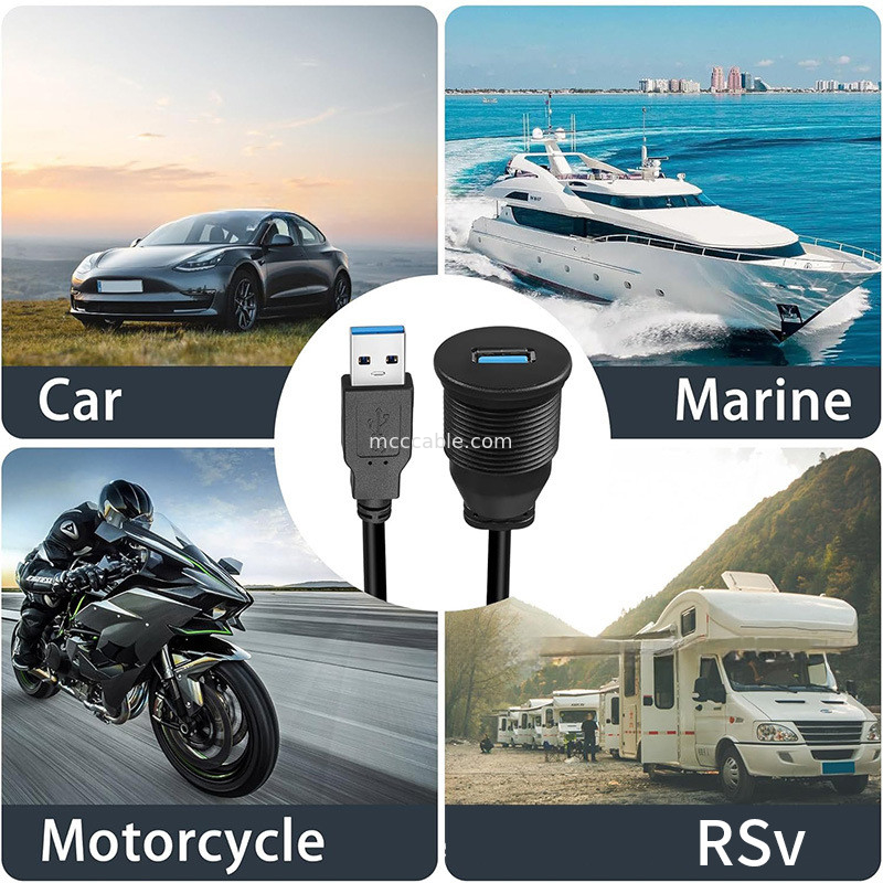 Harnais personnalisé USB3.0 calbe câble de tableau de bord de voiture tête ronde USB3.0 câble d'extension mâle à femelle câble étanche