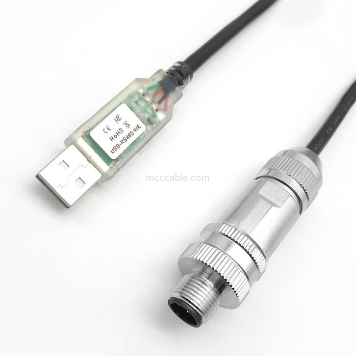 Connecteur dédié au robot industriel, câble série USB à RS485 à M12 connecteur métallique à tête imperméable mâle et femelle