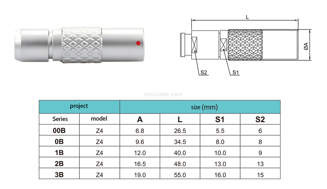 Connecteur circulaire imperméable à l'eau de la série Z4 B à 7 broches prise flottante système d'auto-verrouillage de sécurité