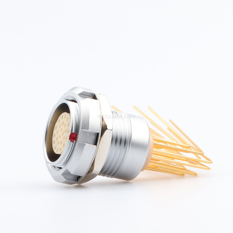 Connecteur circulaire imperméable à l'eau Z2 26Pin Double écrous 90° Angle écrous noyau interne et externe écrous Socket fixe
