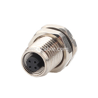 Connecteur industriel circulaire imperméable à l'eau M5 Code-A 4Pin Panel Flange PCB Femme Socket IP67