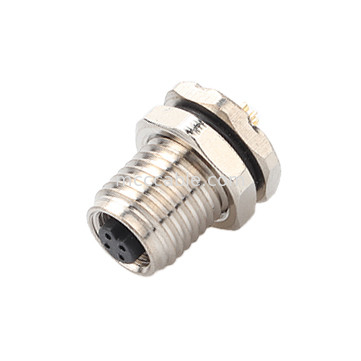 Connecteur industriel circulaire imperméable à l'eau M5 Code-A 4Pin Panel Flange PCB Femme Socket IP67