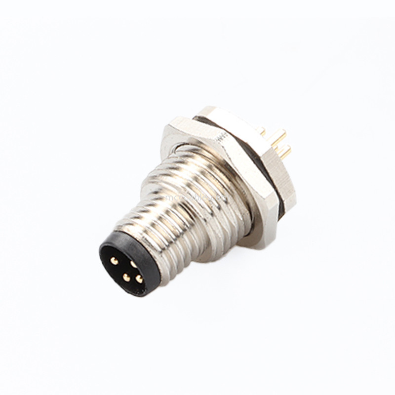 Tableau de connexion circulaire Fin de série M8 4Pin Panneau Socket Panneau de connexion de la bride de la prise de PCB mâle, étanche IP67