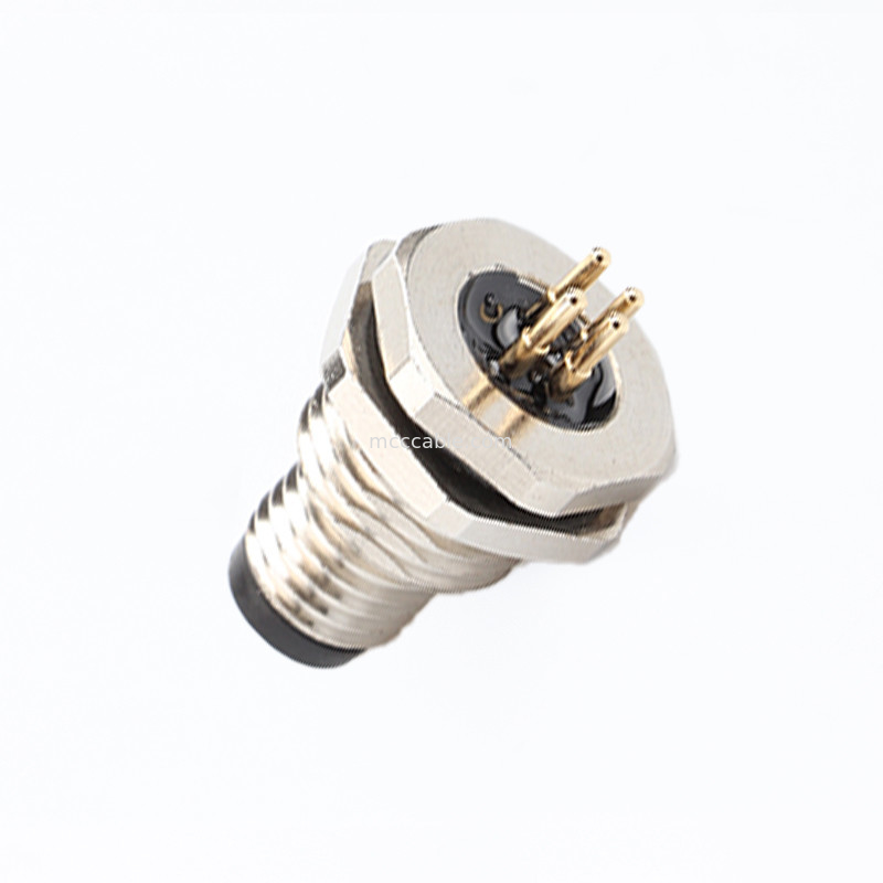 Tableau de connexion circulaire Fin de série M8 4Pin Panneau Socket Panneau de connexion de la bride de la prise de PCB mâle, étanche IP67