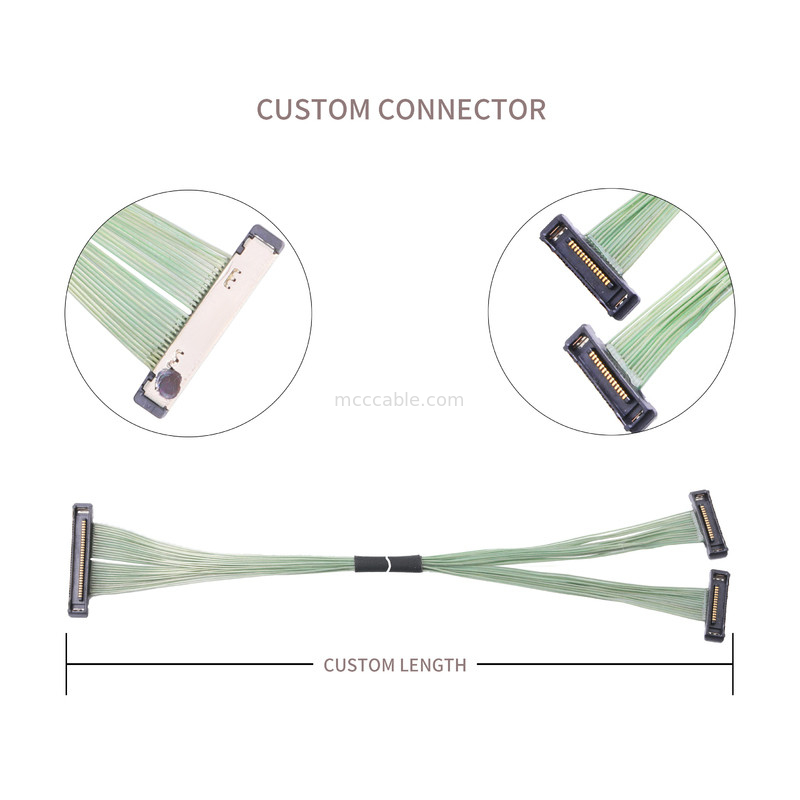 35P Micro câble coaxial 20380-035t-06 connecteur Lvds 0,4 mm angle droit de l'envers